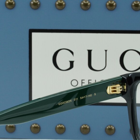 Final Price! Gucci GG0038ON 011 Black/Green Eyeglasses 54mm - Picture 7 of 11